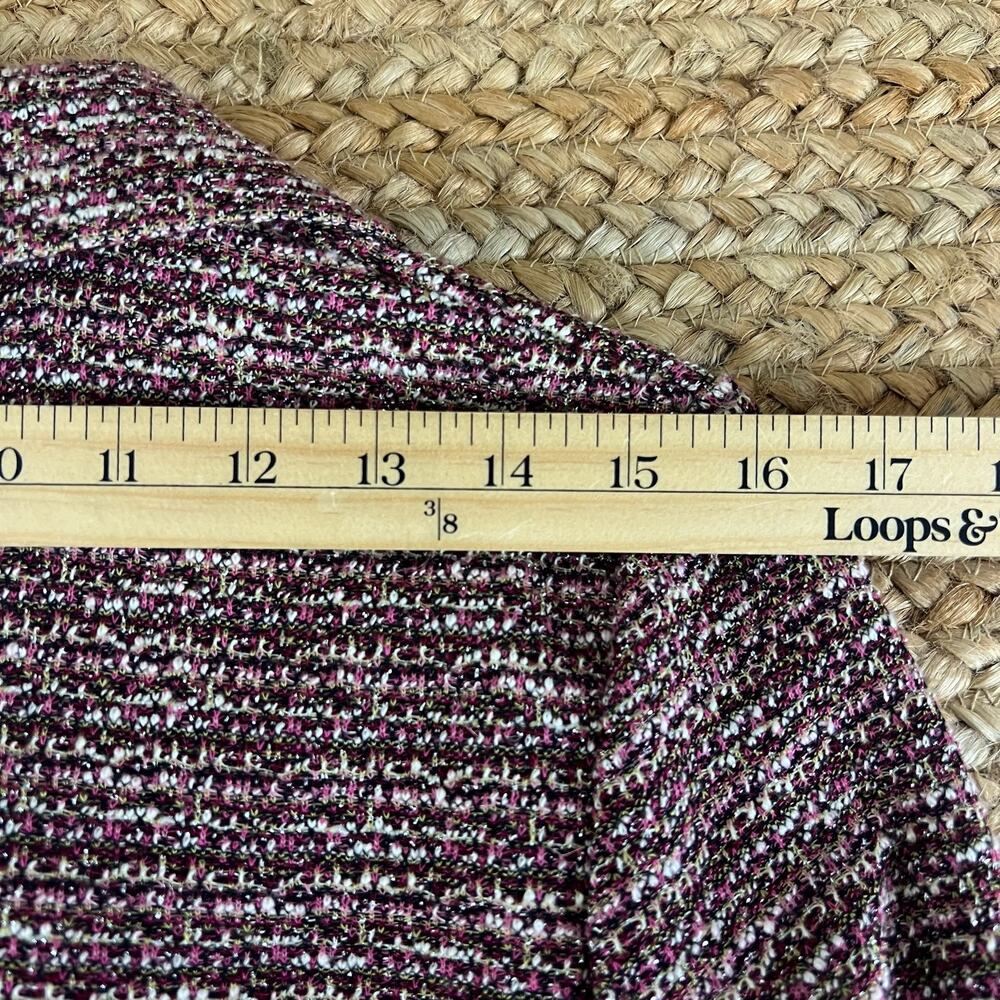 Vintage Y2K Purple Boucle Jacket L Metallic Blazer Cropped Sparkle Flower Pin - Picture 8 of 12
